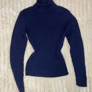 Tomfoolery Navy Ribbed Knit Turtleneck